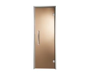Дверь стеклянная — бронза, серебристый профиль, 9х21 (880*2090)